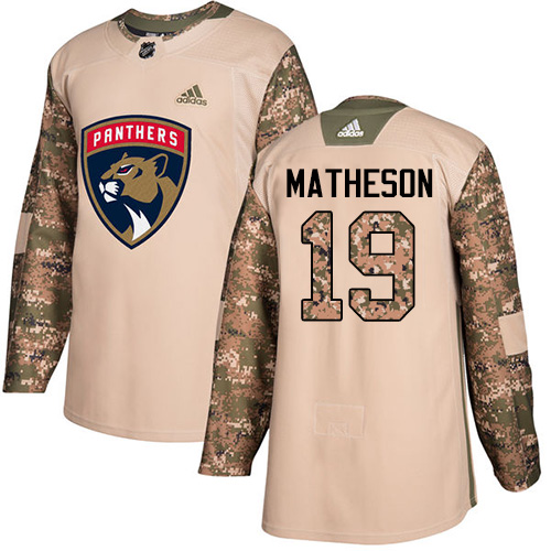 Men's Adidas Florida Panthers #19 Michael Matheson Authentic Camo Veterans Day Practice NHL Jersey