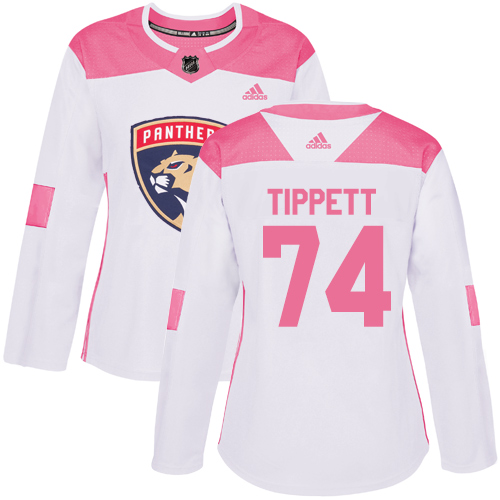 Women's Adidas Florida Panthers #74 Owen Tippett Authentic White/Pink Fashion NHL Jersey