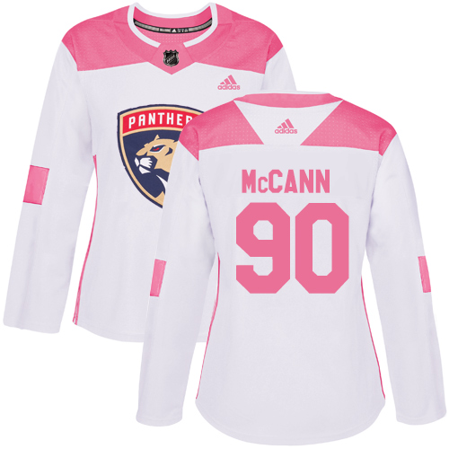 Women's Adidas Florida Panthers #90 Jared McCann Authentic White/Pink Fashion NHL Jersey