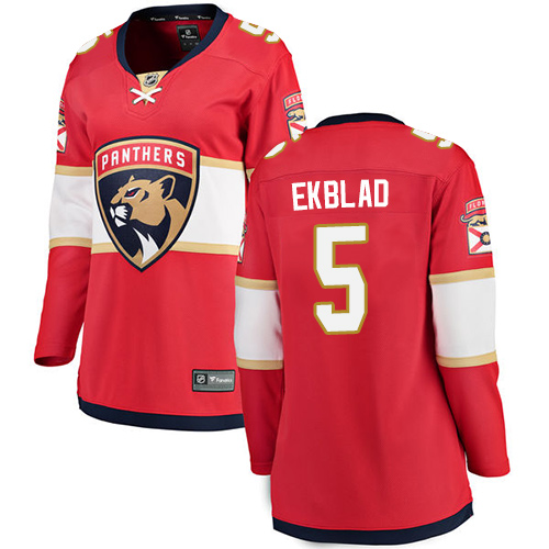 Women's Florida Panthers #5 Aaron Ekblad Authentic Red Home Fanatics Branded Breakaway NHL Jersey