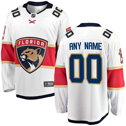 Men's Florida Panthers Customized Authentic White Away Fanatics Branded Breakaway NHL Jersey