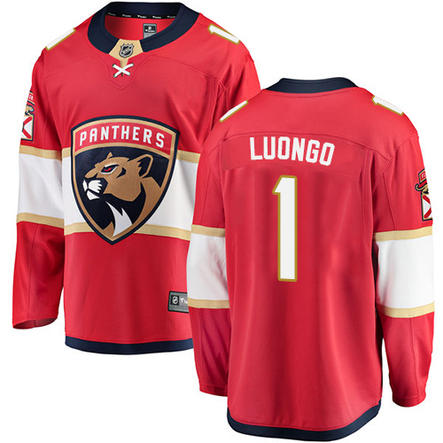 Men's Florida Panthers #1 Roberto Luongo Authentic Red Home Fanatics Branded Breakaway NHL Jersey