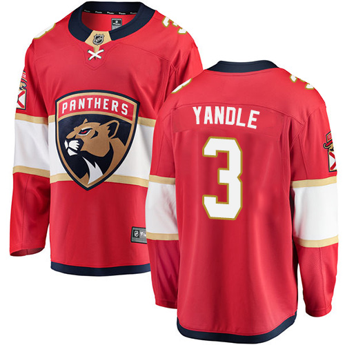 Men's Florida Panthers #3 Keith Yandle Authentic Red Home Fanatics Branded Breakaway NHL Jersey