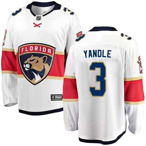 Men's Florida Panthers #3 Keith Yandle Authentic White Away Fanatics Branded Breakaway NHL Jersey