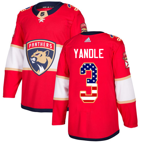 Men's Adidas Florida Panthers #3 Keith Yandle Authentic Red USA Flag Fashion NHL Jersey