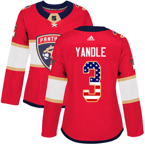 Women's Adidas Florida Panthers #3 Keith Yandle Authentic Red USA Flag Fashion NHL Jersey