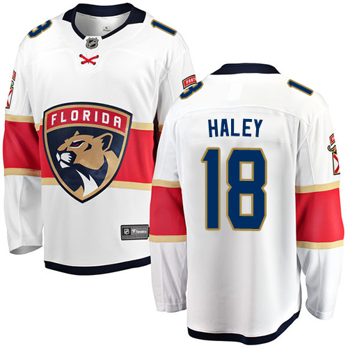 Men's Florida Panthers #18 Micheal Haley Authentic White Away Fanatics Branded Breakaway NHL Jersey