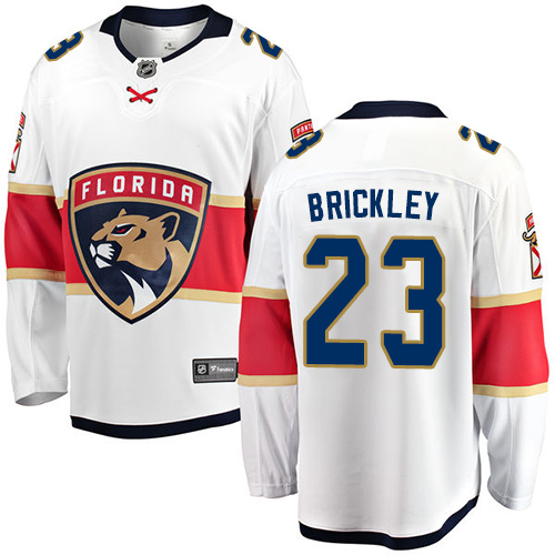 Men's Florida Panthers #23 Connor Brickley Authentic White Away Fanatics Branded Breakaway NHL Jersey