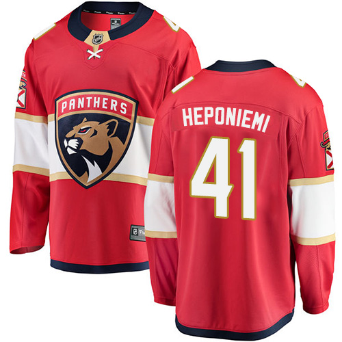 Men's Florida Panthers #41 Aleksi Heponiemi Authentic Red Home Fanatics Branded Breakaway NHL Jersey