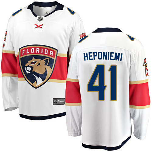 Men's Florida Panthers #41 Aleksi Heponiemi Authentic White Away Fanatics Branded Breakaway NHL Jersey