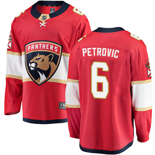Men's Florida Panthers #6 Alex Petrovic Authentic Red Home Fanatics Branded Breakaway NHL Jersey
