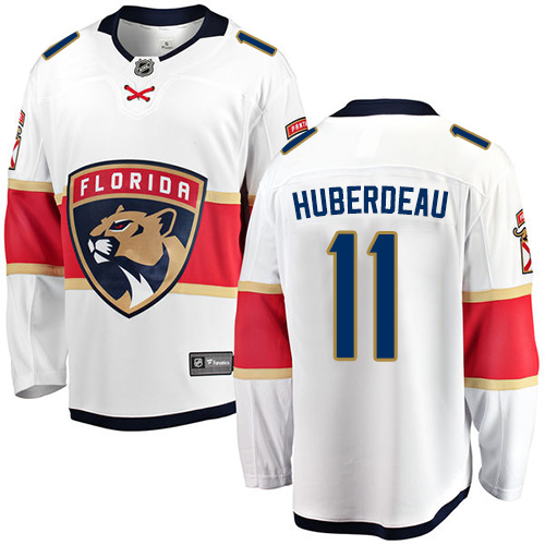 Men's Florida Panthers #11 Jonathan Huberdeau Authentic White Away Fanatics Branded Breakaway NHL Jersey