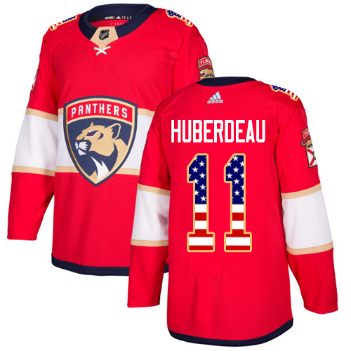 Men's Adidas Florida Panthers #11 Jonathan Huberdeau Authentic Red USA Flag Fashion NHL Jersey