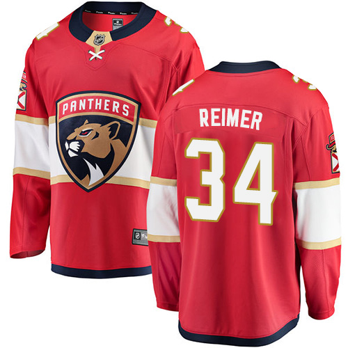 Men's Florida Panthers #34 James Reimer Authentic Red Home Fanatics Branded Breakaway NHL Jersey