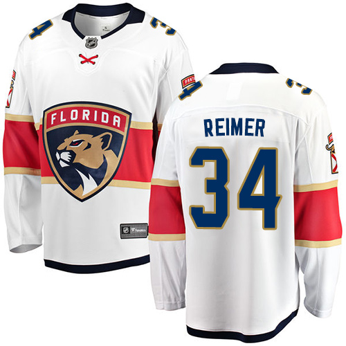 Men's Florida Panthers #34 James Reimer Authentic White Away Fanatics Branded Breakaway NHL Jersey