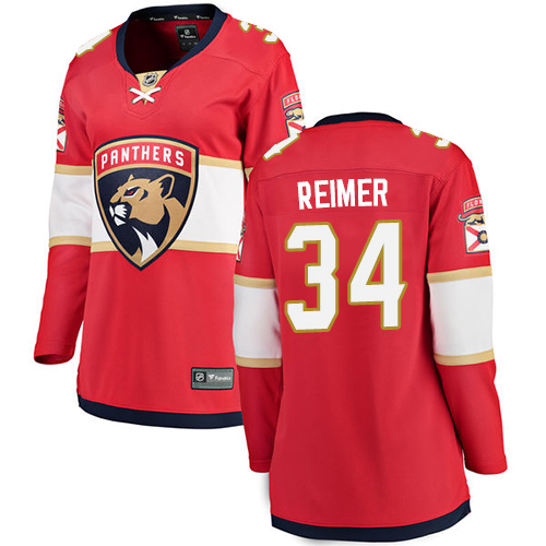 Women's Florida Panthers #34 James Reimer Authentic Red Home Fanatics Branded Breakaway NHL Jersey