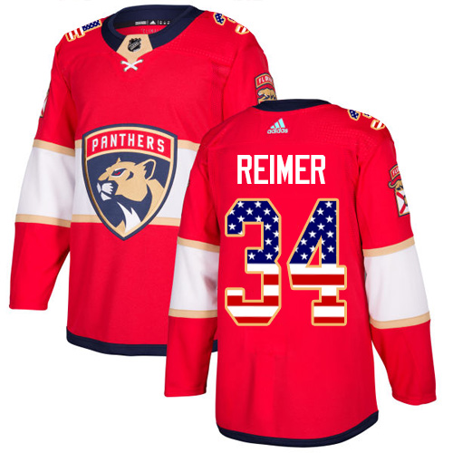 Youth Adidas Florida Panthers #34 James Reimer Authentic Red USA Flag Fashion NHL Jersey