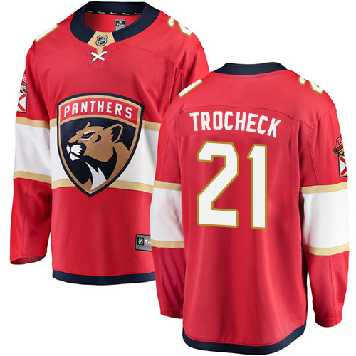 Men's Florida Panthers #21 Vincent Trocheck Authentic Red Home Fanatics Branded Breakaway NHL Jersey