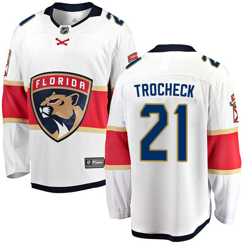 Men's Florida Panthers #21 Vincent Trocheck Authentic White Away Fanatics Branded Breakaway NHL Jersey