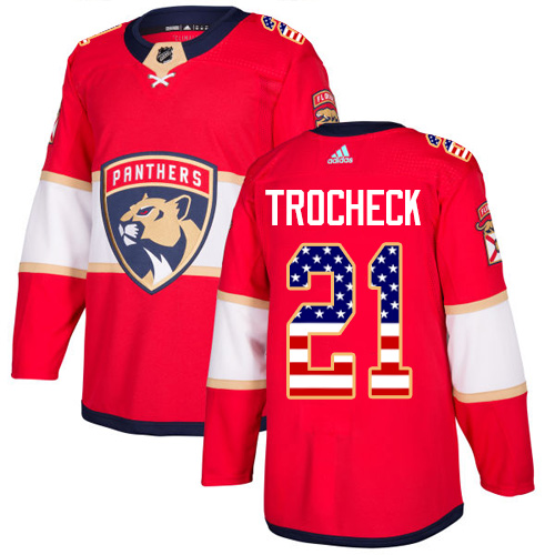 Men's Adidas Florida Panthers #21 Vincent Trocheck Authentic Red USA Flag Fashion NHL Jersey