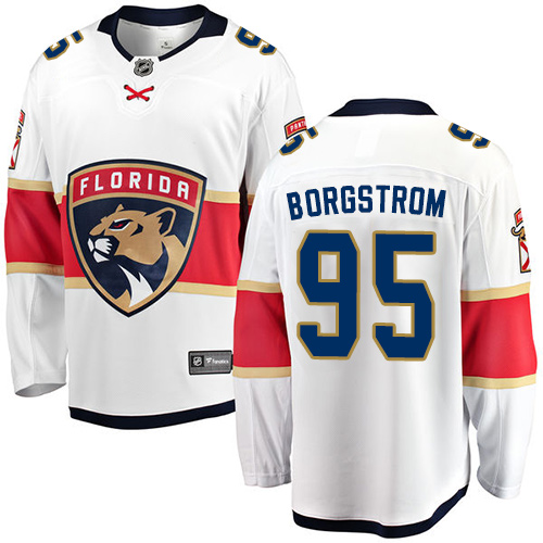 Men's Florida Panthers #95 Henrik Borgstrom Authentic White Away Fanatics Branded Breakaway NHL Jersey