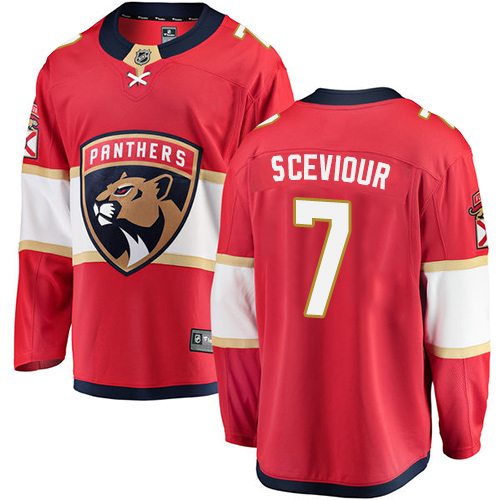 Men's Florida Panthers #7 Colton Sceviour Authentic Red Home Fanatics Branded Breakaway NHL Jersey