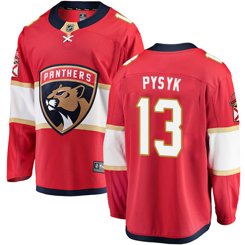 Men's Florida Panthers #13 Mark Pysyk Authentic Red Home Fanatics Branded Breakaway NHL Jersey
