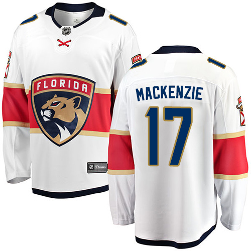 Men's Florida Panthers #17 Derek MacKenzie Authentic White Away Fanatics Branded Breakaway NHL Jersey
