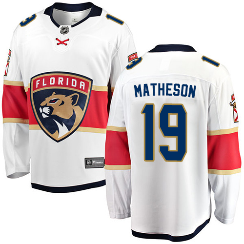 Men's Florida Panthers #19 Michael Matheson Authentic White Away Fanatics Branded Breakaway NHL Jersey