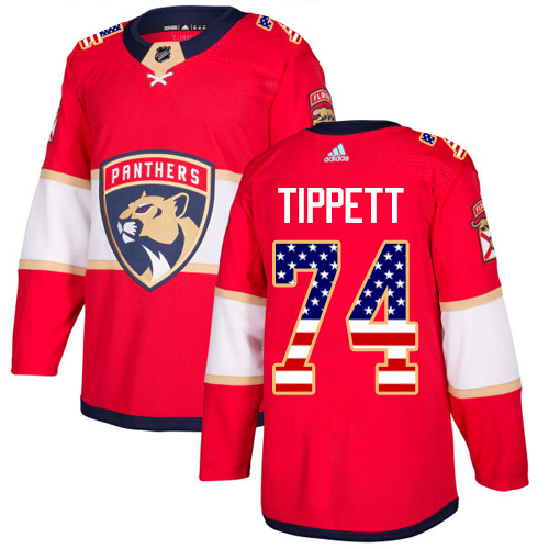 Men's Adidas Florida Panthers #74 Owen Tippett Authentic Red USA Flag Fashion NHL Jersey