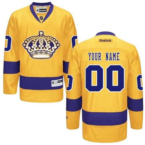 Men's Reebok Los Angeles Kings Customized Authentic Gold Alternate NHL Jersey