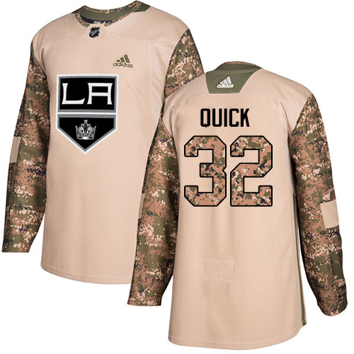 Men's Adidas Los Angeles Kings #32 Jonathan Quick Authentic Camo Veterans Day Practice NHL Jersey