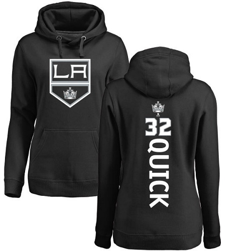 NHL Women's Adidas Los Angeles Kings #32 Jonathan Quick Black Backer Pullover Hoodie