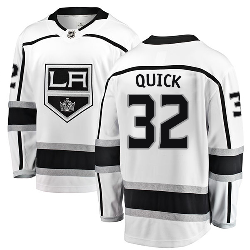 Youth Los Angeles Kings #32 Jonathan Quick Authentic White Away Fanatics Branded Breakaway NHL Jersey