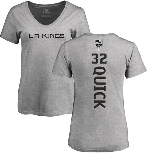 NHL Women's Adidas Los Angeles Kings #32 Jonathan Quick Ash Backer T-Shirt