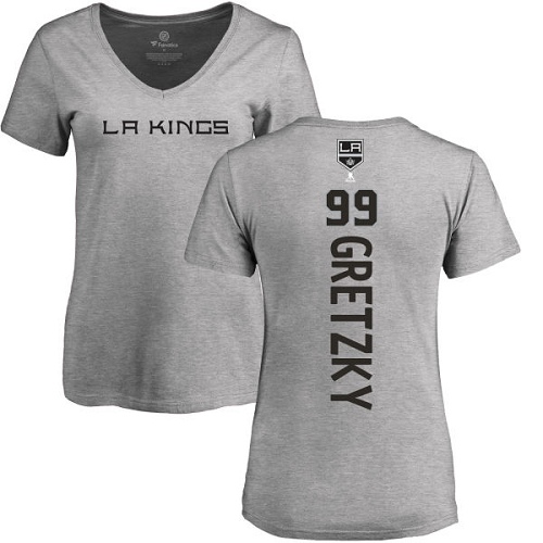 NHL Women's Adidas Los Angeles Kings #99 Wayne Gretzky Ash Backer T-Shirt