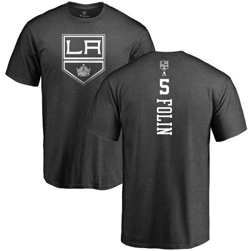 NHL Adidas Los Angeles Kings #5 Christian Folin Charcoal One Color Backer T-Shirt