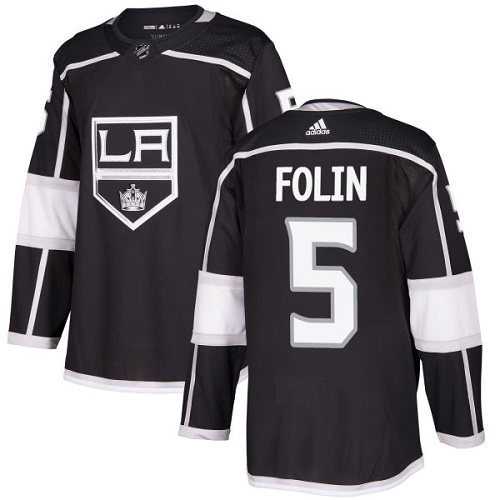 Men's Adidas Los Angeles Kings #5 Christian Folin Authentic Black Home NHL Jersey