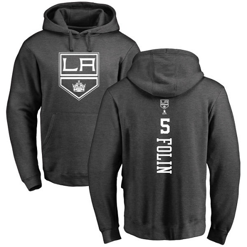 NHL Adidas Los Angeles Kings #5 Christian Folin Charcoal One Color Backer Pullover Hoodie