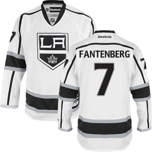 Men's Reebok Los Angeles Kings #7 Oscar Fantenberg Authentic White Away NHL Jersey