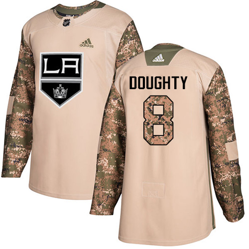 Men's Adidas Los Angeles Kings #8 Drew Doughty Authentic Camo Veterans Day Practice NHL Jersey