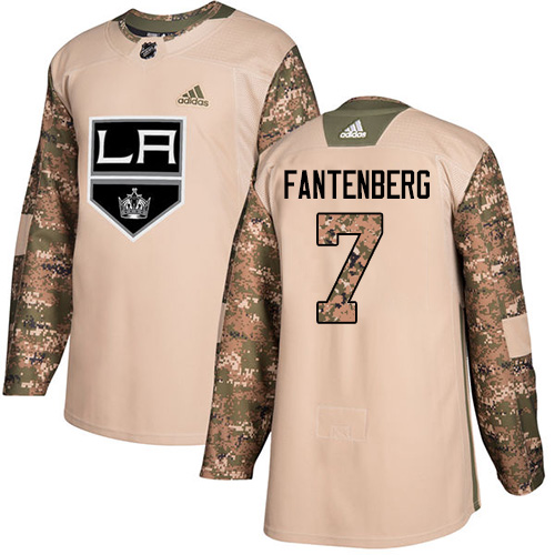 Youth Adidas Los Angeles Kings #7 Oscar Fantenberg Authentic Camo Veterans Day Practice NHL Jersey