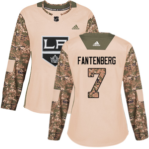 Women's Adidas Los Angeles Kings #7 Oscar Fantenberg Authentic Camo Veterans Day Practice NHL Jersey