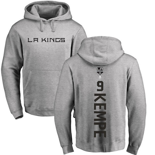 NHL Adidas Los Angeles Kings #9 Adrian Kempe Ash Backer Pullover Hoodie