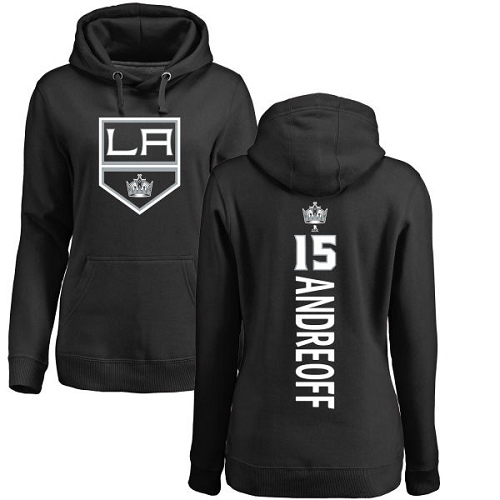 NHL Women's Adidas Los Angeles Kings #15 Andy Andreoff Black Backer Pullover Hoodie