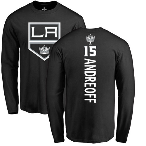 NHL Adidas Los Angeles Kings #15 Andy Andreoff Black Backer Long Sleeve T-Shirt