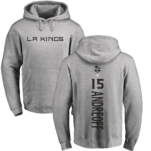 NHL Adidas Los Angeles Kings #15 Andy Andreoff Ash Backer Pullover Hoodie