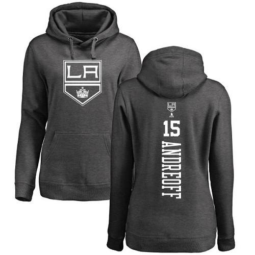 NHL Women's Adidas Los Angeles Kings #15 Andy Andreoff Charcoal One Color Backer Pullover Hoodie