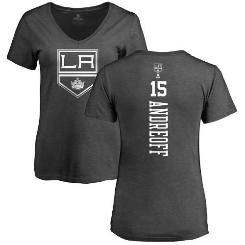 NHL Women's Adidas Los Angeles Kings #15 Andy Andreoff Charcoal One Color Backer T-Shirt