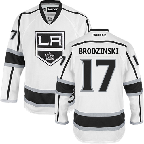 Youth Reebok Los Angeles Kings #17 Jonny Brodzinski Authentic White Away NHL Jersey